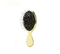 Mini cepillo de pelo de cerdas, cepillo de pelo pequeño for espejo de viaje, peine, cepillo de paleta, masajeador de cabeza, Herramienta de Peinado for desenredar (Color : Gold)