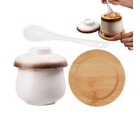 Mini Ceramic Steaming Bowl - 250ml Small Leakproof Ceramic Soup Noodle Pot, Small Stew Pot | Kitchen Noodle Bowl Egg Custard Maker Egg Vegetable Desserts Appetizer Birds Nest