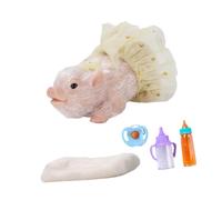 Mini Cerdito de Silicona, Juguete Creativo Y Realista, Linda Muñeca Renacida para Niños Y Niñas, Ideal para El Día de Valentín, Conjunto de Vestido Amarillo