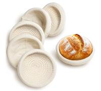 Mini cesta a prueba de pan de 5.5 pulgadas para masa madre - Juego de 6 cestas pequeñas de prueba, cuencos de masa de cuerda de algodón con forro de lino, ideal para rollos de cena, hornear y regalos