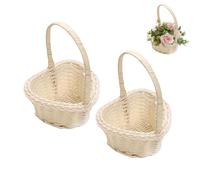 Mini Cesta Niña Flores, 2 Piezas Pequeña Cesta Mimbre Sintético, Tejida Mini Cesto Pequeña Cestas Flores Con Asa, Almacenamiento Dulces Esparcir Cestas Confeti Fotografía Accesorios, Para Boda Fiesta