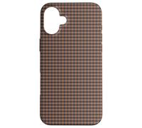 Mini Charcoal and Rust Gingham Check Pattern Carcasa para iPhone 16 Plus