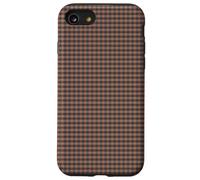 Mini Charcoal and Rust Gingham Check Pattern Carcasa para iPhone SE (2020) / 7/8