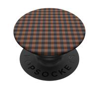 Mini Charcoal and Rust Gingham Check Pattern PopSockets PopGrip Adhesivo
