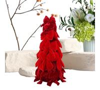 Mini Christmas Tree - 14.57in Artificial Decorative Velvet Bow