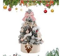 Mini Christmas Tree, 17.72-Inch Tabletop Tree with Built-In Lights, Festive Holiday Centerpiece, Compact Ideal for Porch, Table, Fireplace Mantel, Window, Door, and Seasonal Decor