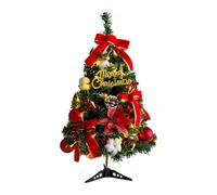 Mini Christmas Tree - 17 Inch Tabletop Tree with LED Lights, Decorative Balls and Bow, Festive Holiday Decor for Indoor Outdoor Use on Desk, Shelf, Mantel, Bedroom, Living Room, Office, Apartment