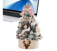 Mini Christmas Tree, Tabletop Holiday Centerpiece, 17.72-Inch Pre-Lit Tree, Built-in Lights and Ornaments For Mantel, Porch, Table, Window, & Door Decorations, 17.72 Inches