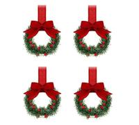 Mini Christmas Wreaths，Faux Pine Cabinet Hangings Suitable For Christmas Front Door, Window, Wall, Home Party Decorations，Pack of 4. (Style A,Green)