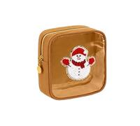 Mini Christmas Zipper Pouches, Christmas Clear Pouches, Cosmetic Bags for Toiletries Organizer, Cute Bags for Women, Friends, Stocking Stuffers (Khaki)