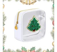 Mini Christmas Zipper Pouches, Christmas Clear Pouches, Cosmetic Bags for Toiletries Organizer, Cute Bags for Women, Friends, Stocking Stuffers (White)