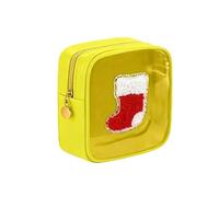 Mini Christmas Zipper Pouches, Christmas Clear Pouches, Cosmetic Bags for Toiletries Organizer, Cute Bags for Women, Friends, Stocking Stuffers (Yellow)