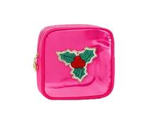 Mini Christmas Zipper Pouches, Christmas Clear Pouches, Cosmetic Bags for Toiletries Organizer, Cute Bags for Women, Friends, Stocking Stuffers (Pink 2)