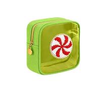 Mini Christmas Zipper Pouches, Christmas Clear Pouches, Cosmetic Bags for Toiletries Organizer, Cute Bags for Women, Friends, Stocking Stuffers (Green 2)