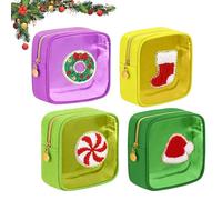 Mini Christmas Zipper Pouches, Christmas Clear Pouches, Xmas Zipper Cosmetic Preppy Thing, for Women Gift (B)
