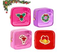 Mini Christmas Zipper Pouches, Christmas Clear Pouches, Xmas Zipper Cosmetic Preppy Thing, for Women Gift (C)