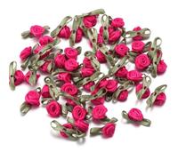 Mini cinta de rosas, 500 unidades, cinta de satén, apliques de rosas hechas a mano, rosetas de tela para decoración de boda, manualidades, costura (rosa oscuro)