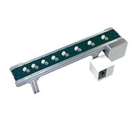 Mini cinta transportadora plana de PVC de velocidad ajustable para embalaje en el hogar, línea de montaje de 10 x 80 cm, sistema eficiente de manejo de materiales