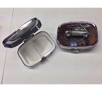 Mini City Ref152 Emblema de coche con efecto de peltre en viaje rectangular de metal plateado pastillero