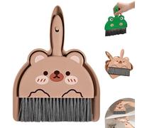 Mini Cleaning Brush with Dustpan, Portable Mini Dustpan and Brush Set, Cartoon Cleanings Tools, Small Hand Broom with Portable Cleaning Tool for Home, Office, Kitchen, Classroom (Coffee)