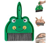 Mini Cleaning Brush with Dustpan, Portable Mini Dustpan and Brush Set, Cartoon Cleanings Tools, Small Hand Broom with Portable Cleaning Tool for Home, Office, Kitchen, Classroom (Green)