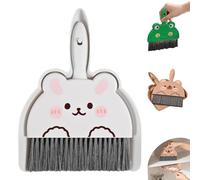 Mini Cleaning Brush with Dustpan, Portable Mini Dustpan and Brush Set, Cartoon Cleanings Tools, Small Hand Broom with Portable Cleaning Tool for Home, Office, Kitchen, Classroom (White)