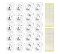 Mini clips de luz transparentes - 20 ganchos adhesivos pequeños para organización de cables para interiores y exteriores | Clip para colgar en la pared de Navidad no destructivo | ABS transparente de