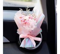 Mini clips de ventilación de coche de flores secas rosadas, ramo de ambientador perfumado para decoración automotriz, accesorios de perfume de salida de aire con clips de ventilación florales
