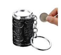 Mini Coin Purse Keychain - Metal Change Jar & Fidget Sensory Toy | Portable 2-in-1 Storage Holder For 21 Quarters | Pocket Backpack Bag Accessory For Women Men Travel Shopping School Office Commuting