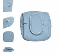 Mini Coin Purse,Top Grain Leather Small Wallet,Women Solid Color Keys Earphone Storage Bag,Change Pouch for Daily Use (Blue)
