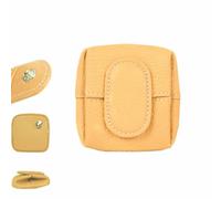 Mini Coin Purse,Top Grain Leather Small Wallet,Women Solid Color Keys Earphone Storage Bag,Change Pouch for Daily Use (Yellow)