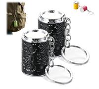 Mini Coin Storage Keychain,2-In-1 Portable Coin Holder,Loose Change Container with Secure Snap Closure,Metal Pocket Coin Purse Bank，2DD