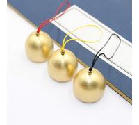 Mini colgante de campana de metal para campanillas de viento, cascabel de aleación dorada de 1.5 pulgadas con cuerda negra, roja y amarilla, puerta de Navidad o decoración de árbol