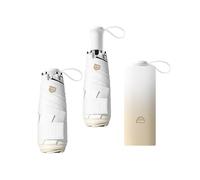 Mini Color Degradado Paraguas Plegable de Viaje con Mango Telescópico Oculto Incorporado,Ligero Umbrella de Bolsillo para Mujer Niños,6 Varillas,Portátil Compacto,Protección UV,Sol Lluvia