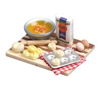 Mini comida, comida para casa de muñecas, juego en miniatura a escala 1 12 con mini huevos, modelo de pan de leche, juguetes de resina con base de madera, juego de cocina en miniatura para casa de mu