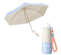 Mini Compacto Viaje Portátil Paraguas Sombrilla De Mano Plegable con Trenzado Llavero Cordón y Asa Redonda Esmerilada,Niños Mujeres,Sol y Lluvia,Fibra De Vidrio,Ligero,Bolsillo,UPF 50+ Protección UV