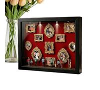 Mini con silueta de museo - Pantalla para recuerdos DIY 22,7 x 31,4 x 3,7 cm, marco de resina de madera con luz cálida | Recuerdo creativo para bodas, cumpleaños, vacaciones, apartamento, fa