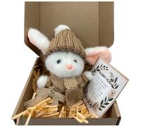 Mini conejito abrazo lindo regalo de Pascua, mini conejo en una caja, juguete suave de conejo de Pascua de 18 cm, muñeca de peluche hecha a mano, muñecas de conejo de bolsillo de felpa, conejos