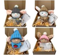Mini conejito abrazo lindo regalo de Pascua, mini conejo en una caja, juguete suave de conejo de Pascua de 18 cm, muñeca de peluche hecha a mano, muñecas de conejo de bolsillo de felpa, conejos