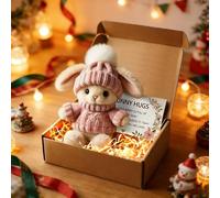 Mini conejito hecho a mano, bonito regalo de Pascua, 2026, nuevo conejo de peluche suave, mini conejito en caja con tarjeta, cesta de Pascua para mujer, hombre para cumpleaños, día de la madre, día de