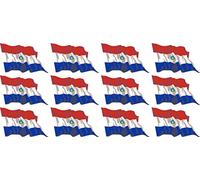 Mini conjunto de banderas que sopla - 50x31mm - autoadhesivo - Paraguay - Bandera de la etiqueta engomada - oficina, coche, casa y para la escuela - 12 pieza