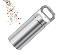 Mini contenedor sellado de acero inoxidable, llavero portátil para píldoras, colgante de supervivencia impermeable, de metal de bolsillo, soporte de viaje, para hombres y mujeres, medicina