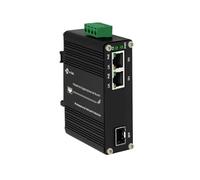Mini convertidor industrial de 2 puertos Gigabit PoE de 12 ~ 48 V CC, entrada endurecida, 10/100/1000 M, 48 V, 30 W, PoE Ethernet a fibra óptica, convertidor 802.3af/at, compatible con módulo SFP de