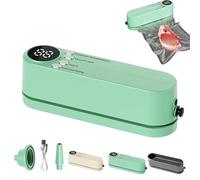 Mini Cordless Vacuum Sealer, Cordless Rechargeable Sealer Digital Display, Wireless Handheld Vacuum Sealers, for Chip Bags, Snacks, Dry/Moist Food Storage (Green)