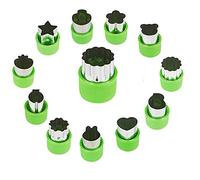 Mini cortador de galletas, 12 piezas mini cortador de verduras formas juego mini pastel de frutas galletas pasteles sellos molde para hornear niños y herramientas de suplemento de alimentos accesorios
