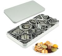 Mini cortador de galletas - 30 moldes pequeños para cortar masa, corteza de pastel y frutas - corazón redondo - triángulo cuadrado - gotas de lluvia ovaladas - Cutter geométrico mnmh030