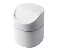 Mini cubo de basura de escritorio con tapa que ahorra espacio para el hogar, oficina, cocina, contenedor moderno de ABS, organizador de almacenamiento pequeño, blanco y azul, 13,5 x 16,5 cm (blanco