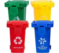 Mini cubo de basura para casa de muñecas: cubo de basura de color brillante, juego de clasificación de basura, modelo de cubo de basura en miniatura para casa de muñecas