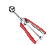 Mini cuchara para galletas, 2 cucharaditas/10 ml, con resorte, rojo, acero inoxidable 18/8, agarre cómodo