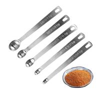 Mini cucharas medidoras de acero inoxidable - Juego de 5 para cocinar y hornear, cuchara de metal reutilizable, compatible con especias, polvo y medición de líquidos, compacto y fácil de usar